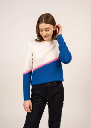 Espelette multicolour jumper - in wool (GITANE/ROSE FLUO/BLANC)