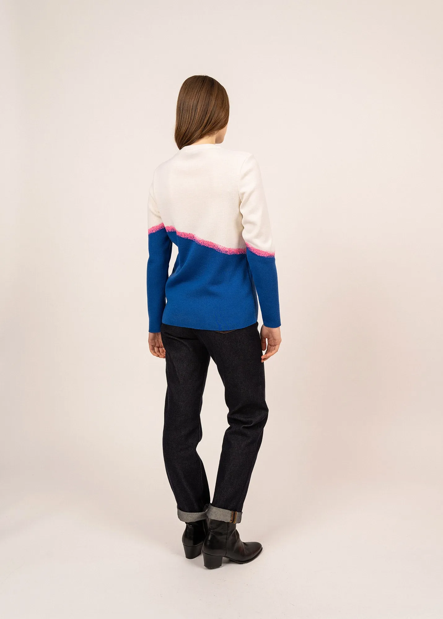 Espelette multicolour jumper - in wool (GITANE/ROSE FLUO/BLANC)