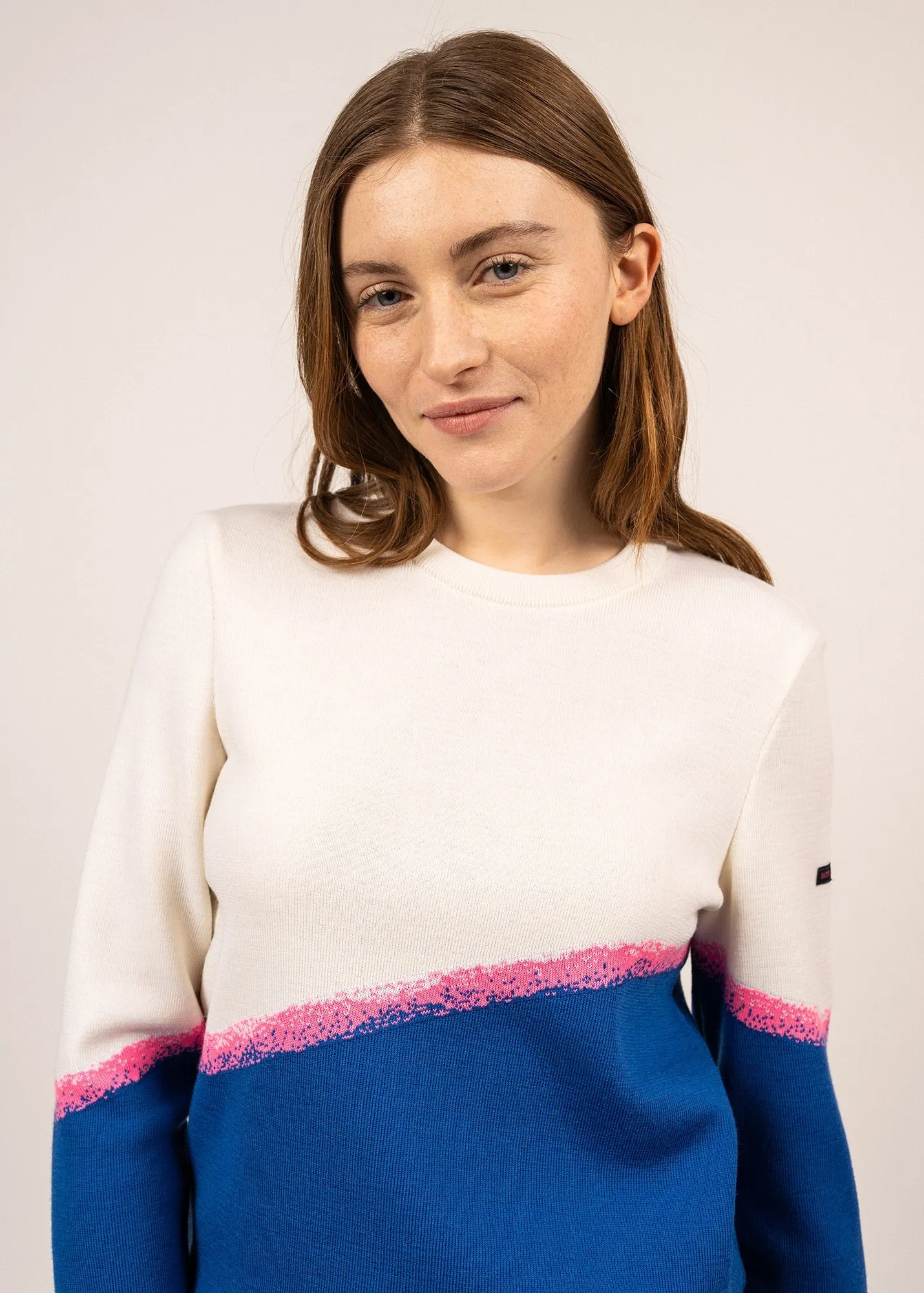Espelette multicolour jumper - in wool (GITANE/ROSE FLUO/BLANC)