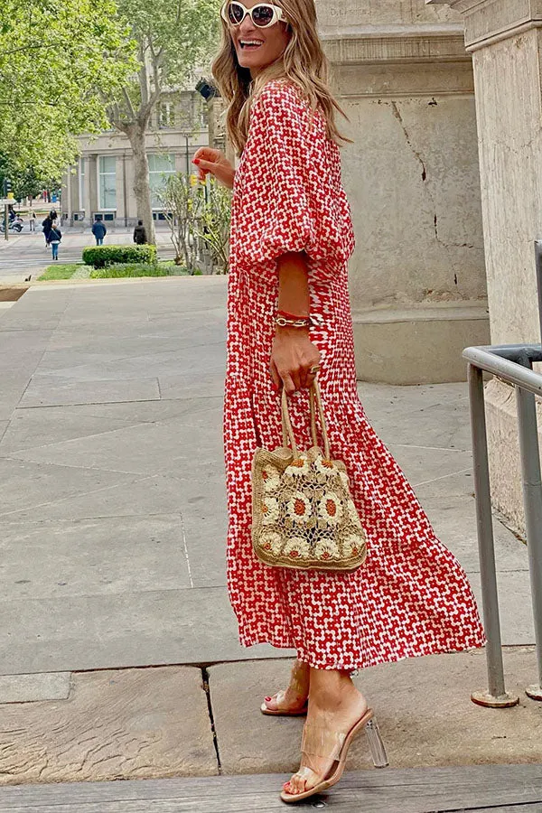 Fabulous Time Puff Sleeve Tiered Midi Dress