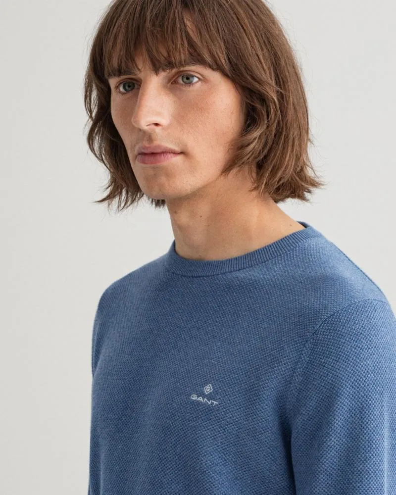Gant Apparel Mens COTTON PIQUE C-NECK 906/DENIM BLUE MEL
