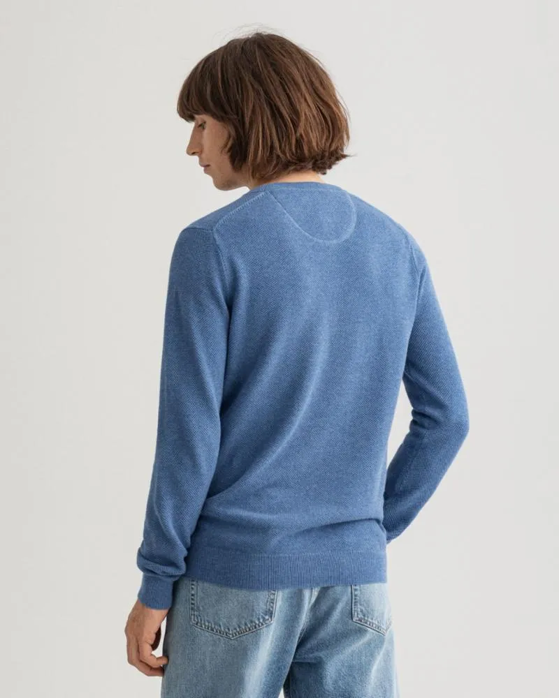 Gant Apparel Mens COTTON PIQUE C-NECK 906/DENIM BLUE MEL