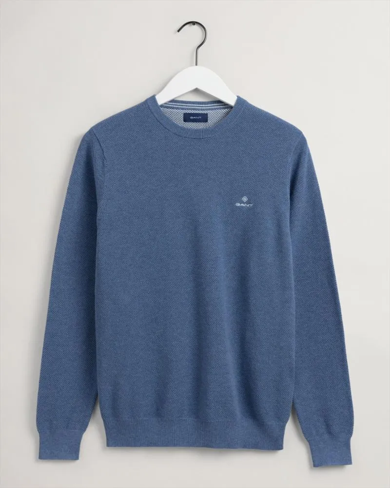 Gant Apparel Mens COTTON PIQUE C-NECK 906/DENIM BLUE MEL