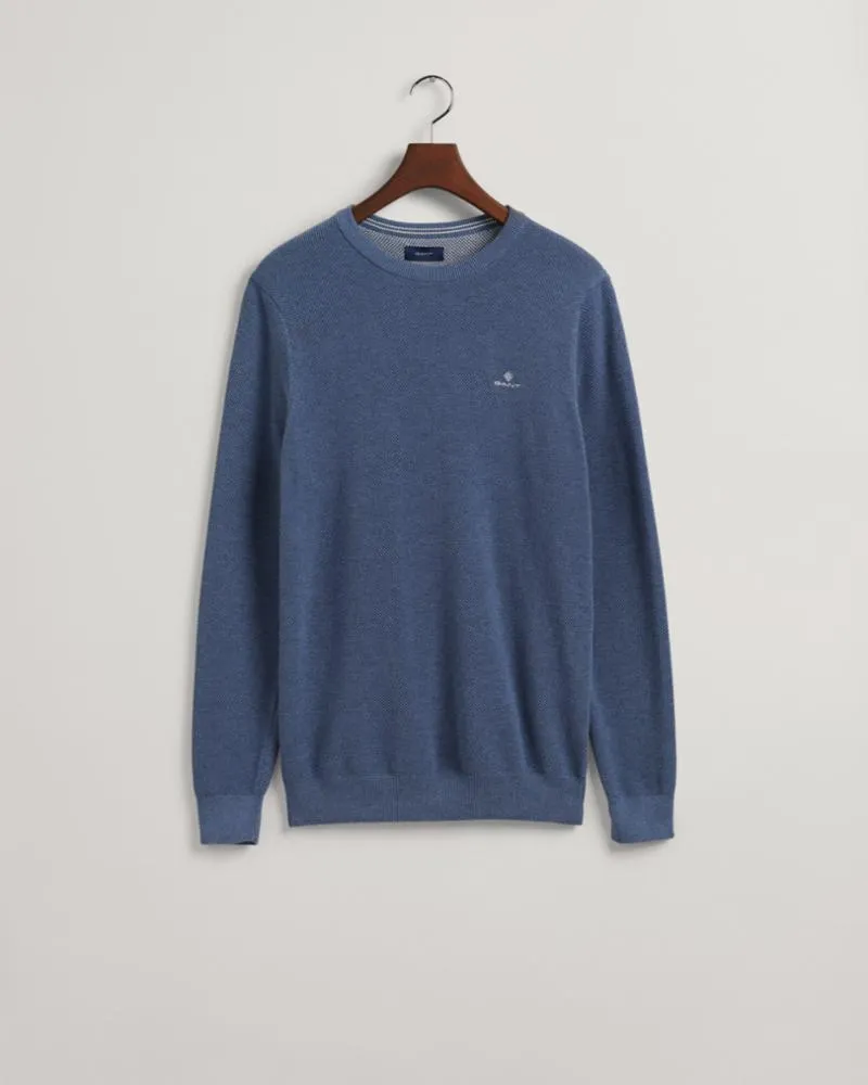 Gant Apparel Mens COTTON PIQUE C-NECK 906/DENIM BLUE MEL