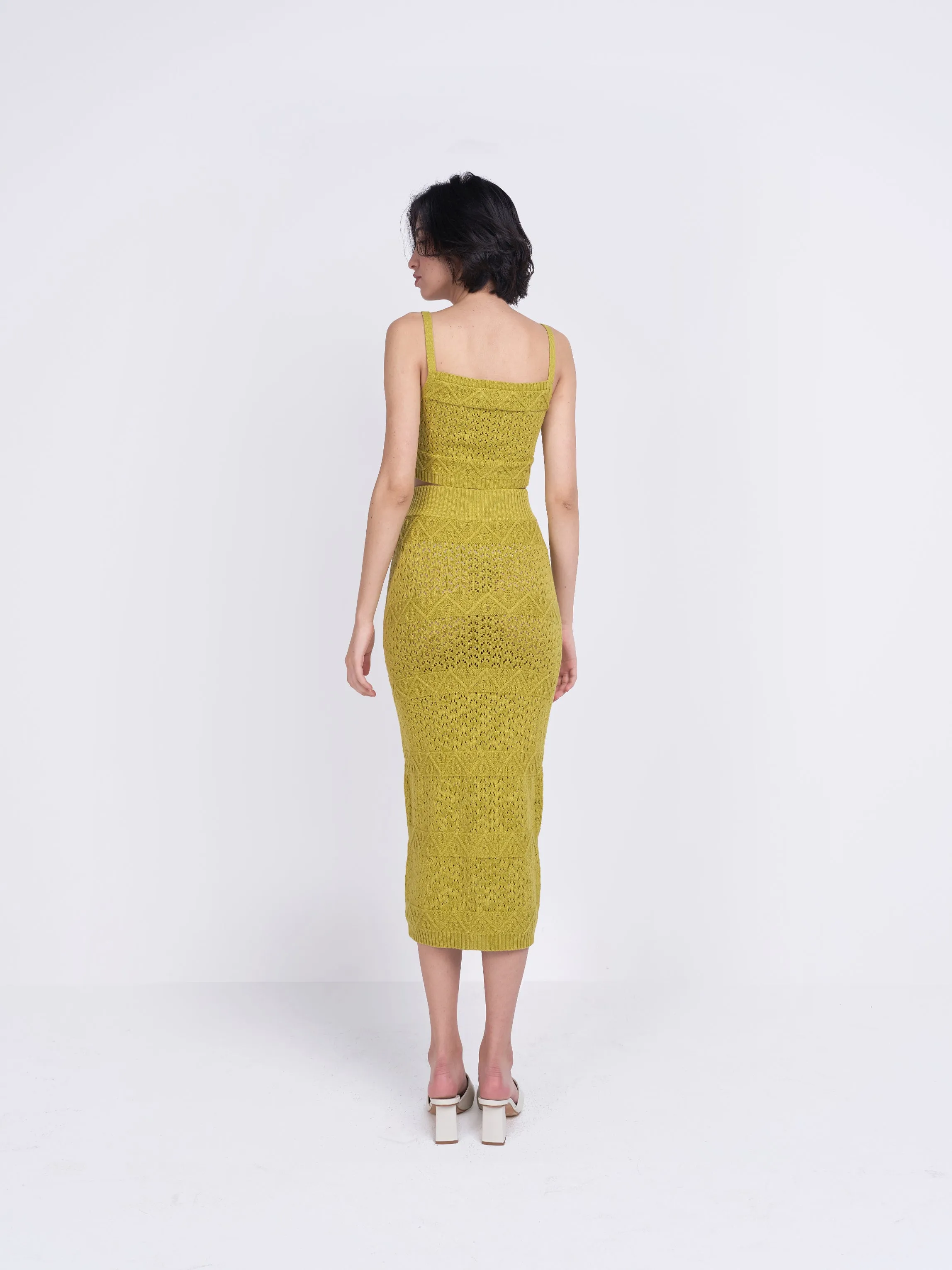 Glamorous Care Olive Green Midi Knitted Skirt