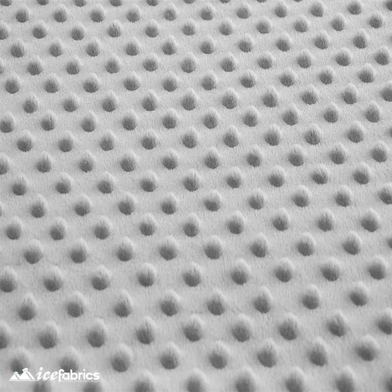 Gray Dimple Polka Dot Minky Fabric / Ultra Soft /