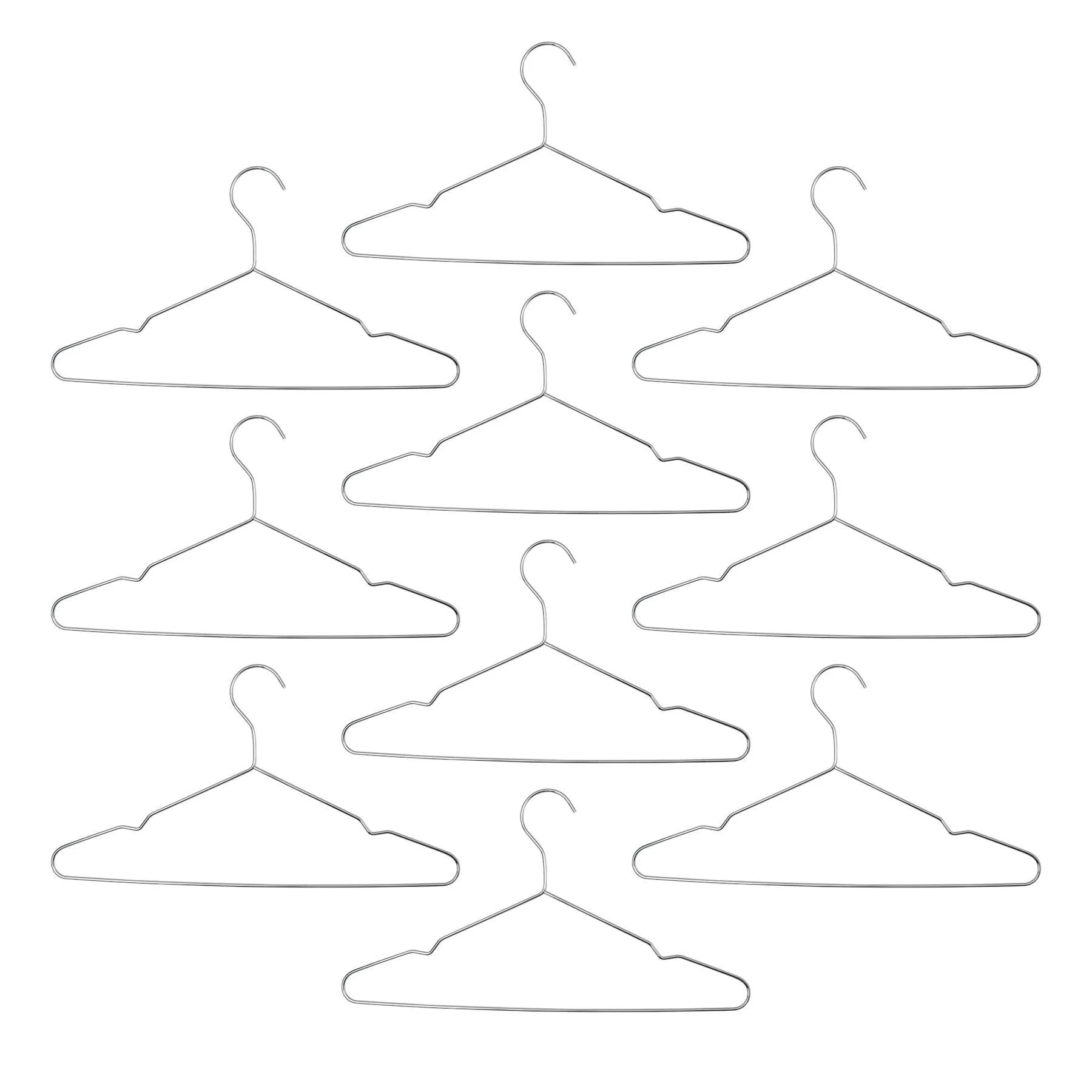 Harbour Housewares Metal Wire Clothes Hangers - Chrome - Pack of 10