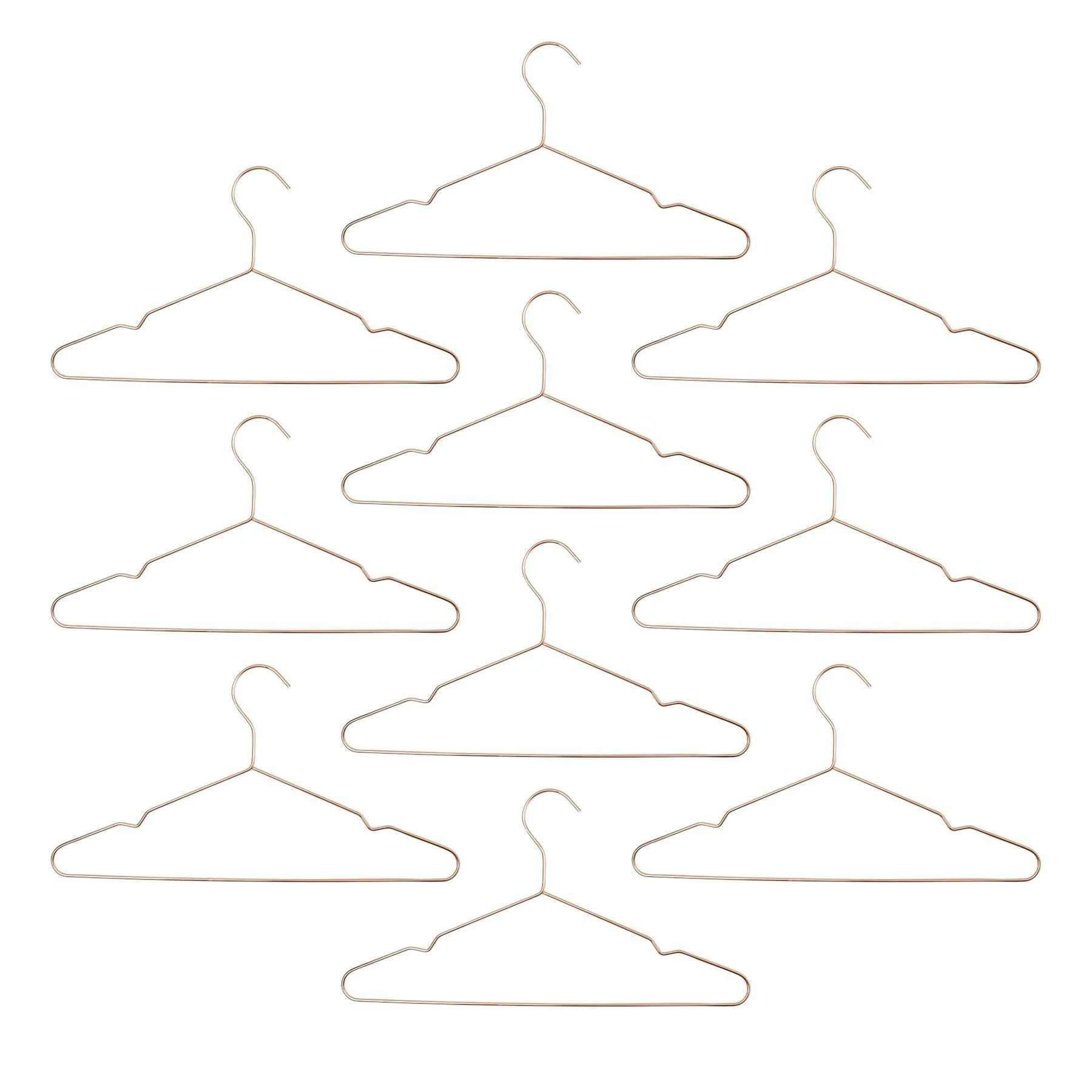 Harbour Housewares Metal Wire Clothes Hangers - Rose Gold - Pack of 10