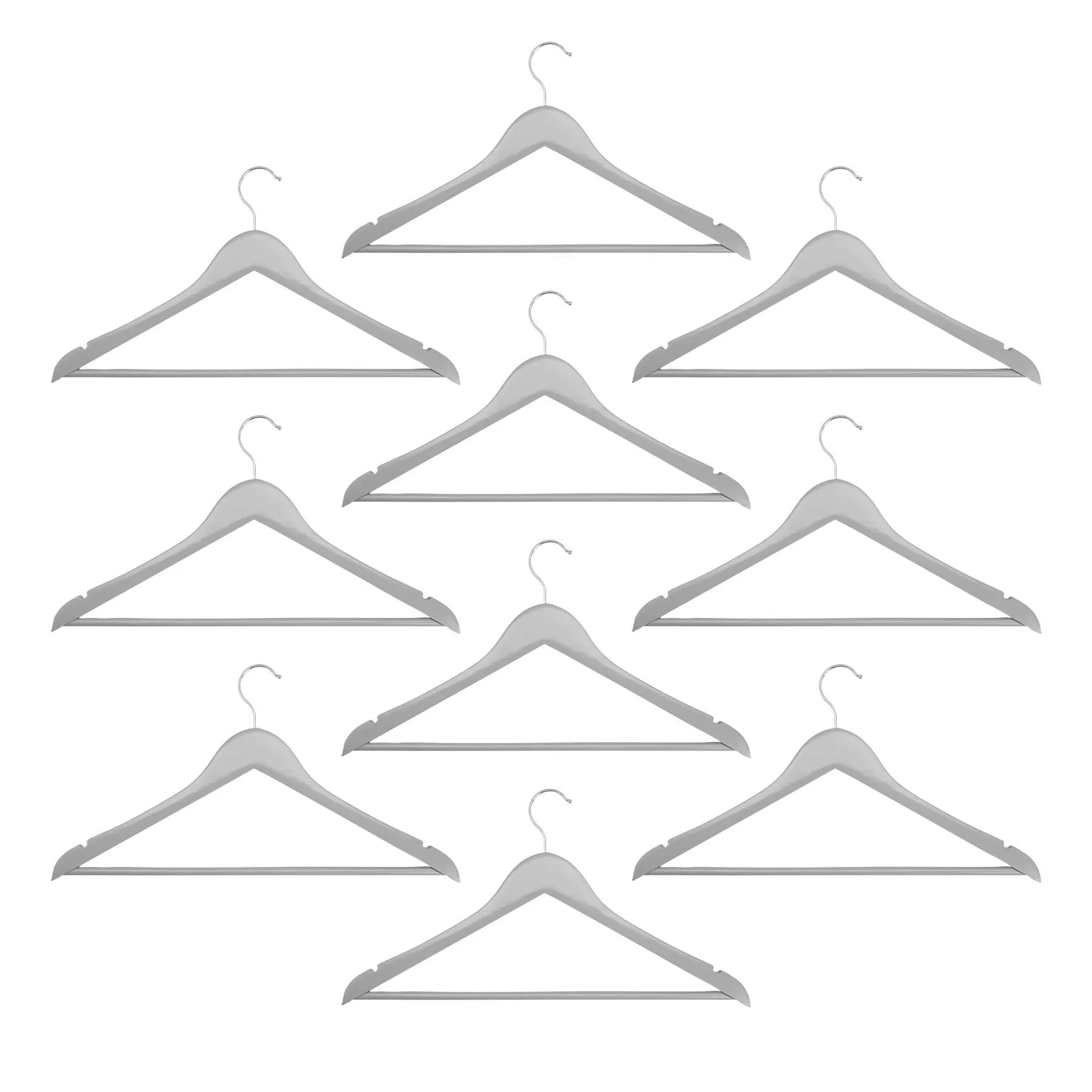 Harbour Housewares Wooden Clothes Hangers - Grey - Pack of 10