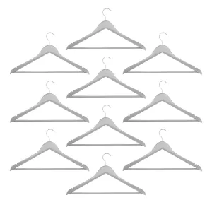 Harbour Housewares Wooden Clothes Hangers - Grey - Pack of 10
