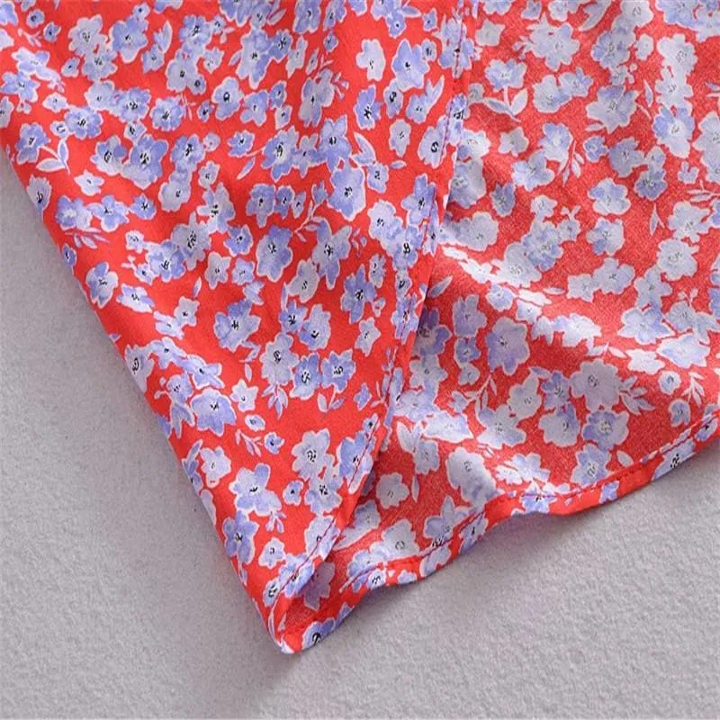 HIGH WAIST KNOT RED ELEGANT SKIRT