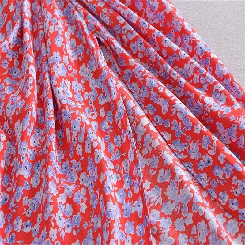 HIGH WAIST KNOT RED ELEGANT SKIRT