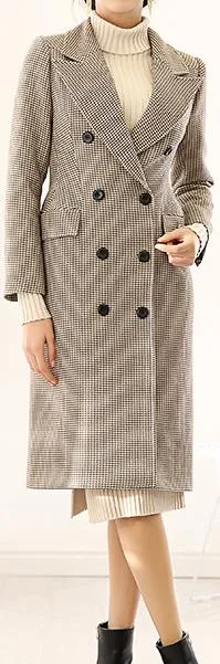 Houndstooth Double-Breasted Coat