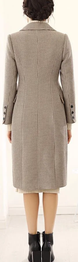 Houndstooth Double-Breasted Coat