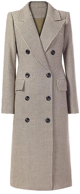 Houndstooth Double-Breasted Coat