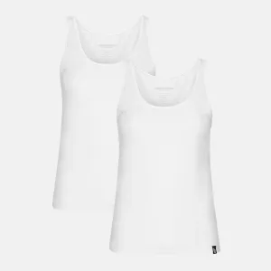Hvide bambus tank top - 2 pak