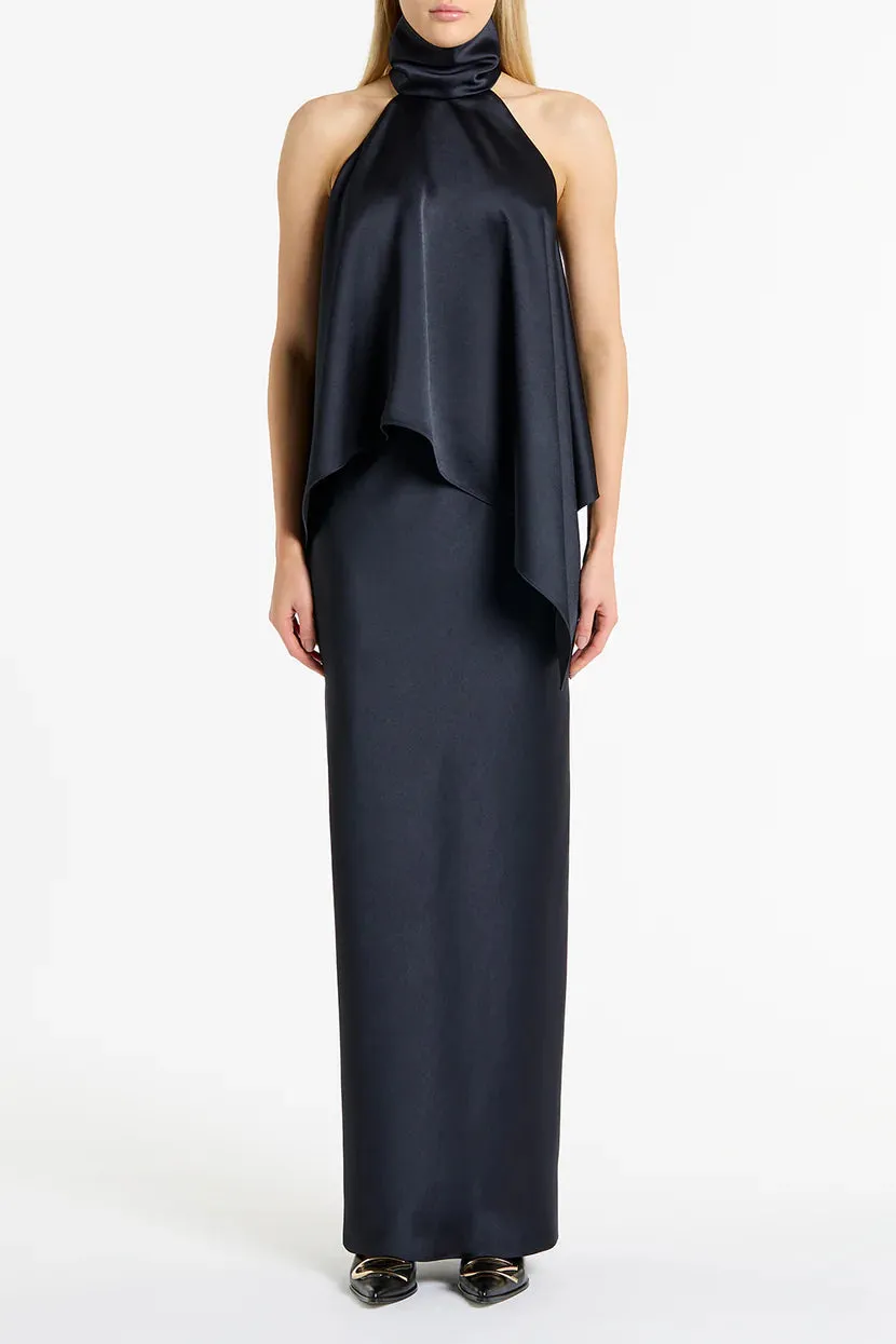 Ink Satin Bias Skirt