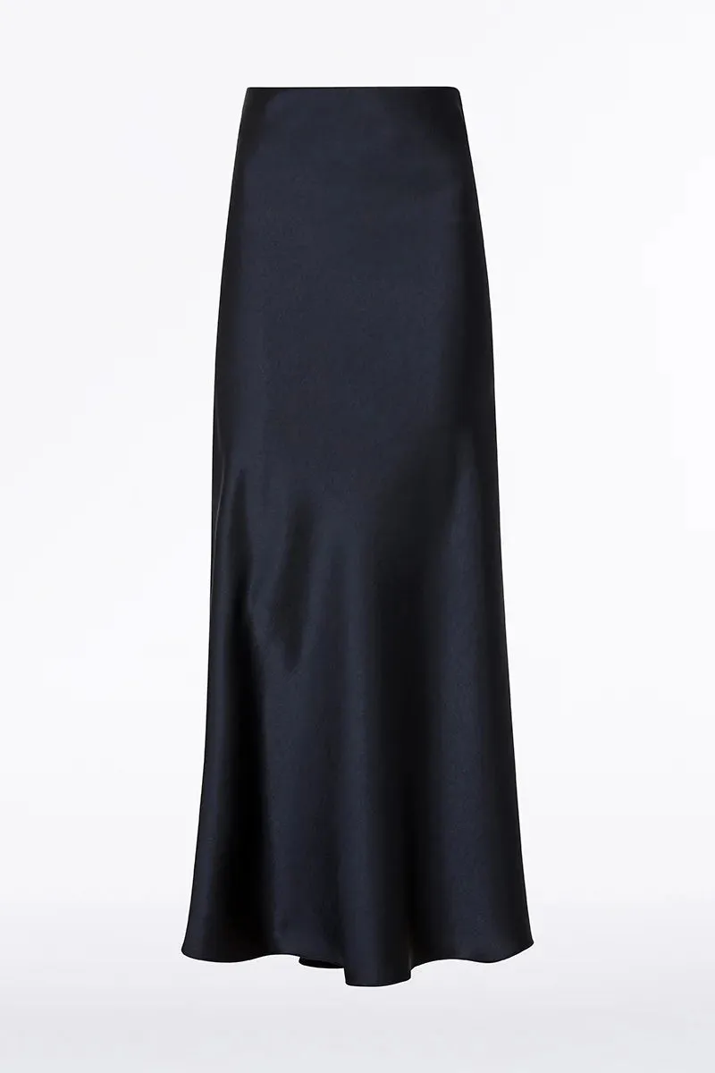 Ink Satin Bias Skirt