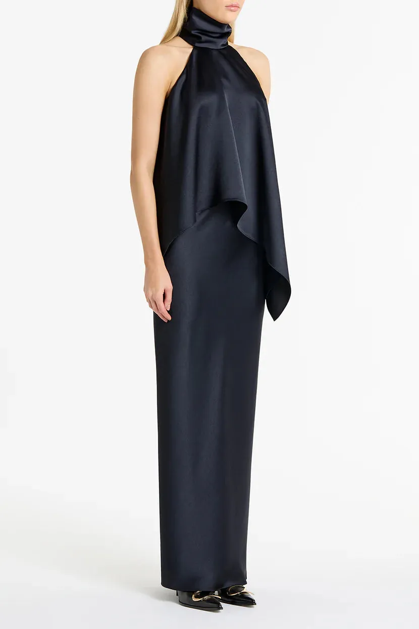 Ink Satin Bias Skirt