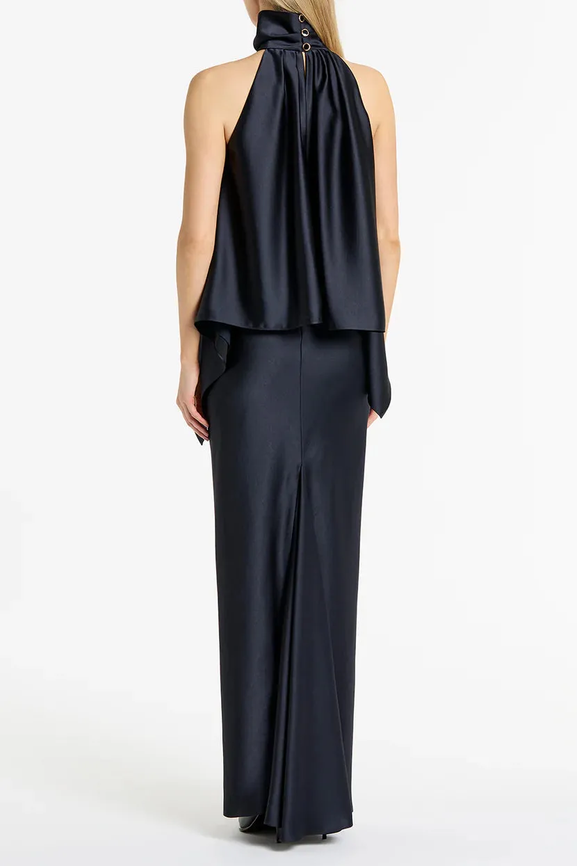Ink Satin Bias Skirt