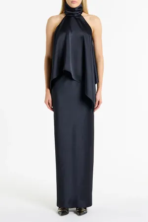 Ink Satin Bias Skirt
