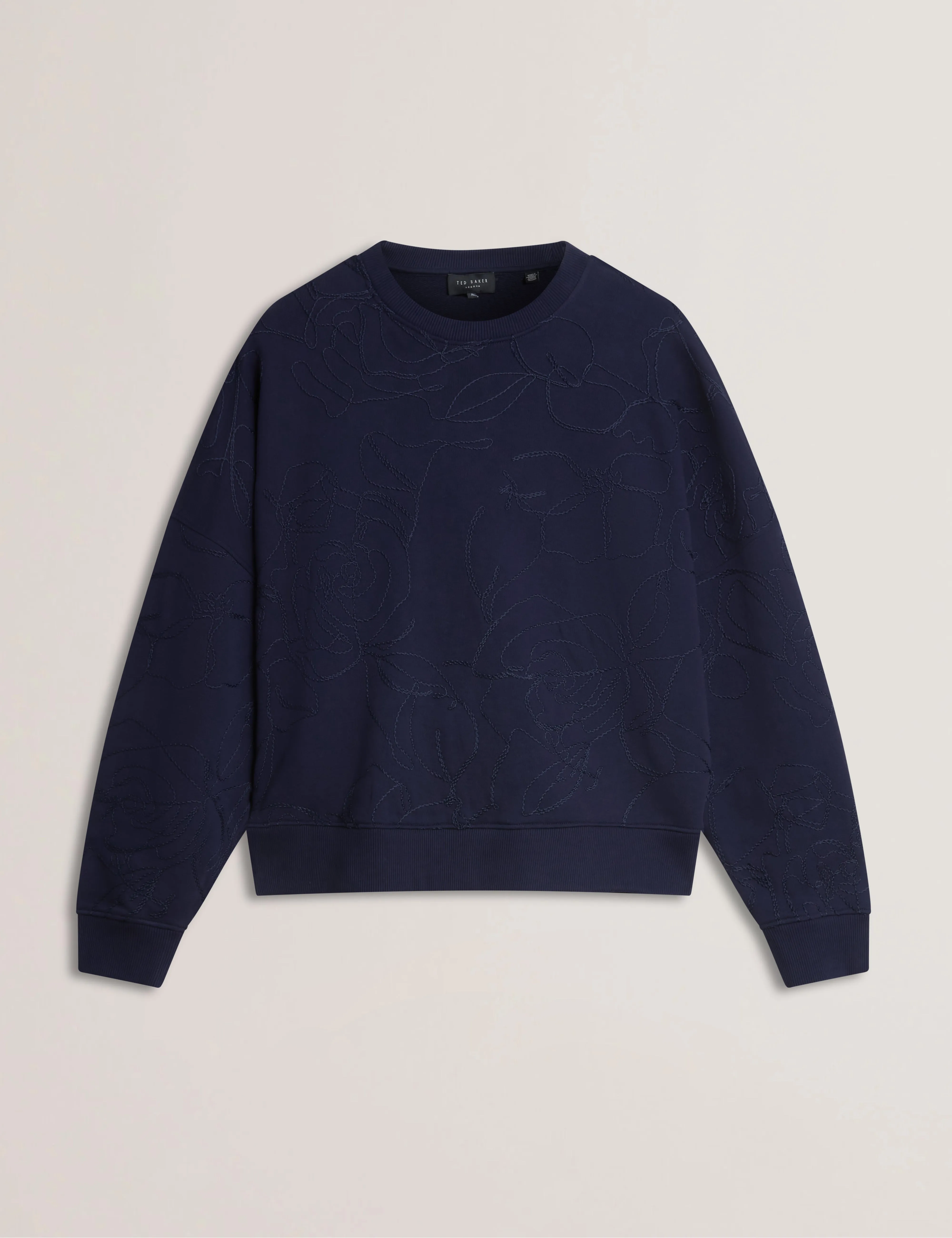 Jjosiee Floral Embroidered Long Sleeve Sweatshirt Navy
