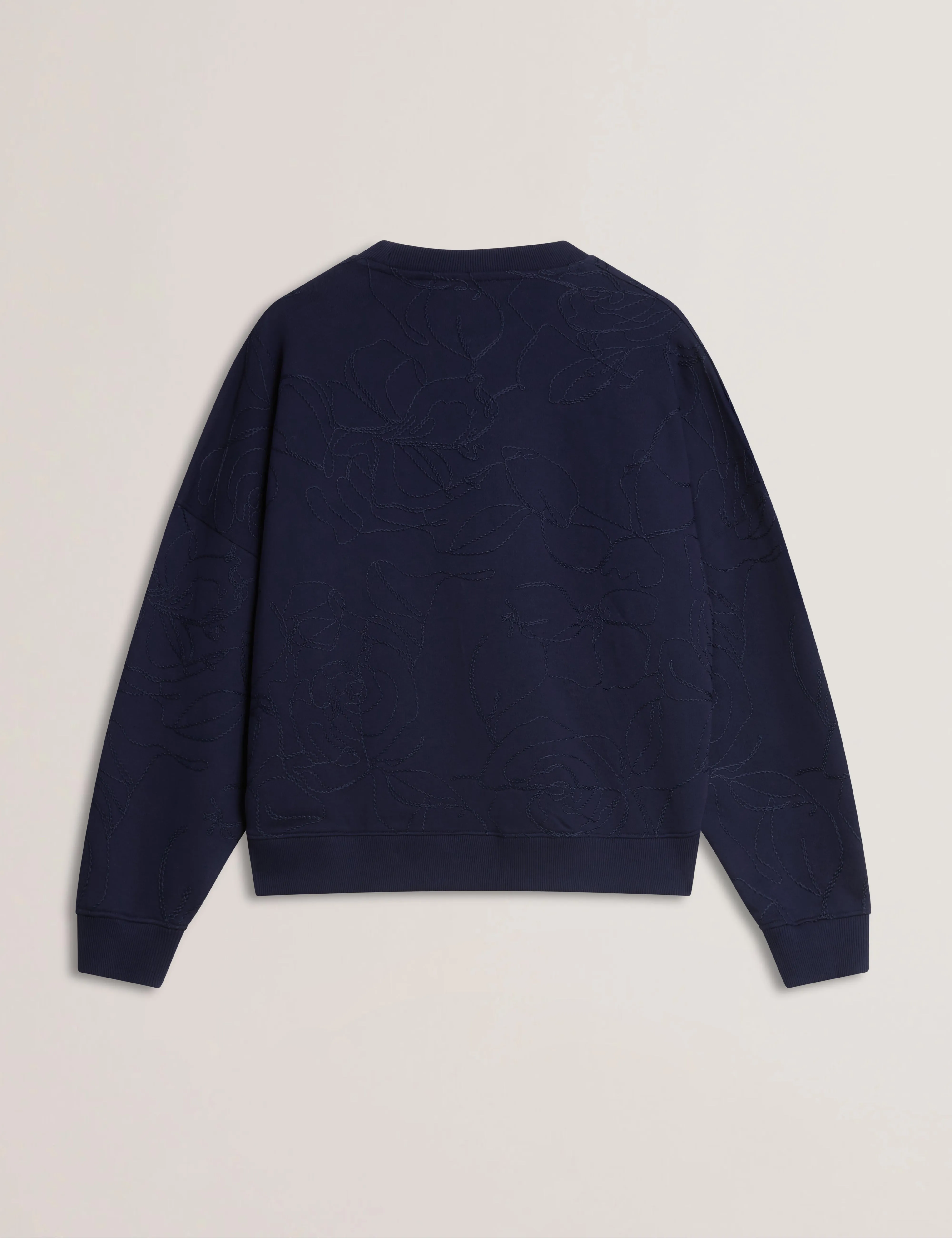 Jjosiee Floral Embroidered Long Sleeve Sweatshirt Navy