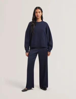 Jjosiee Floral Embroidered Long Sleeve Sweatshirt Navy