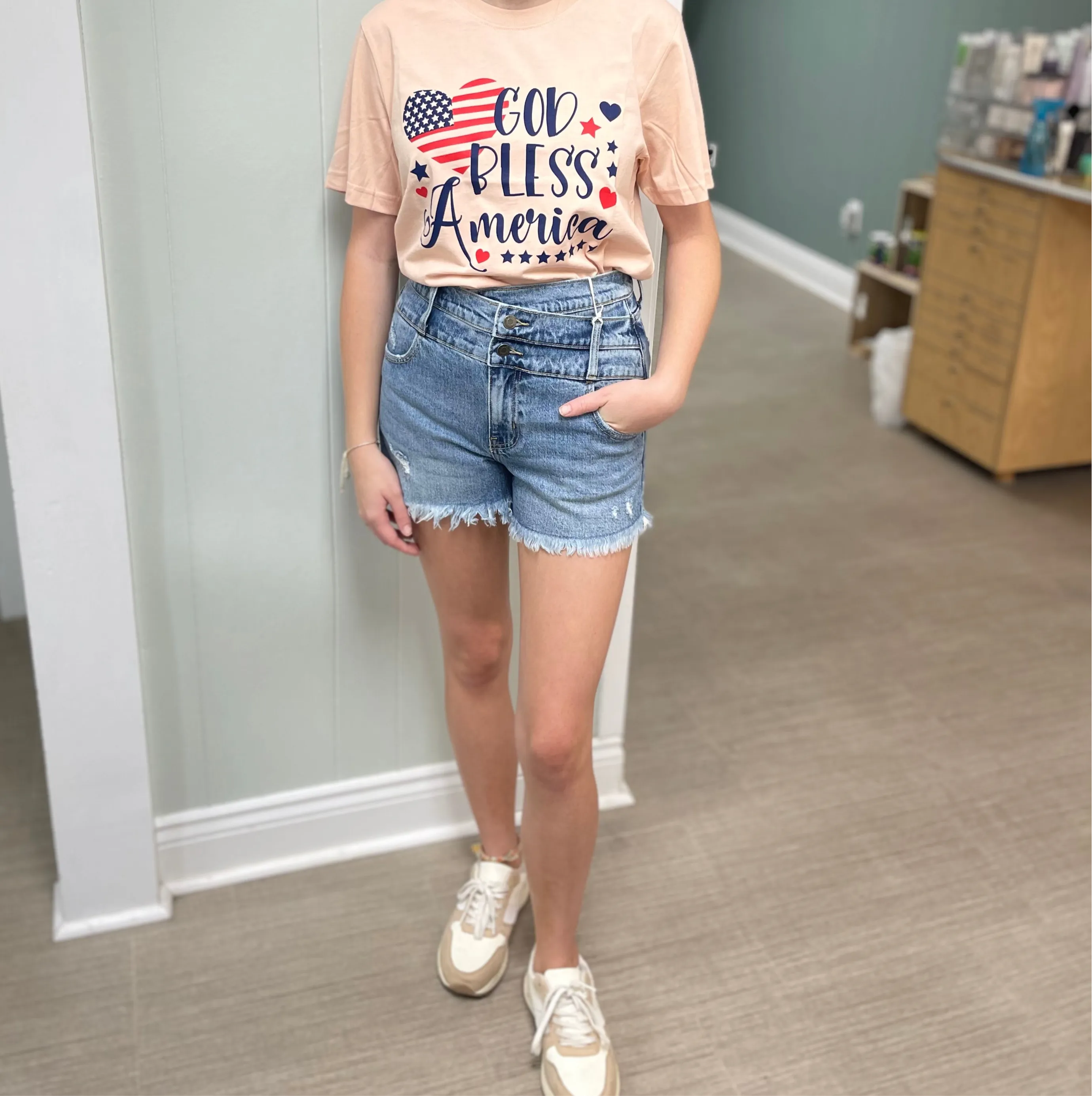 Juniors- Cello Double Button Denim Shorts  Extra Small