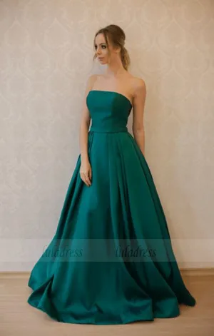 Long A-line Evening Dresses Strapless Formal Party Gowns