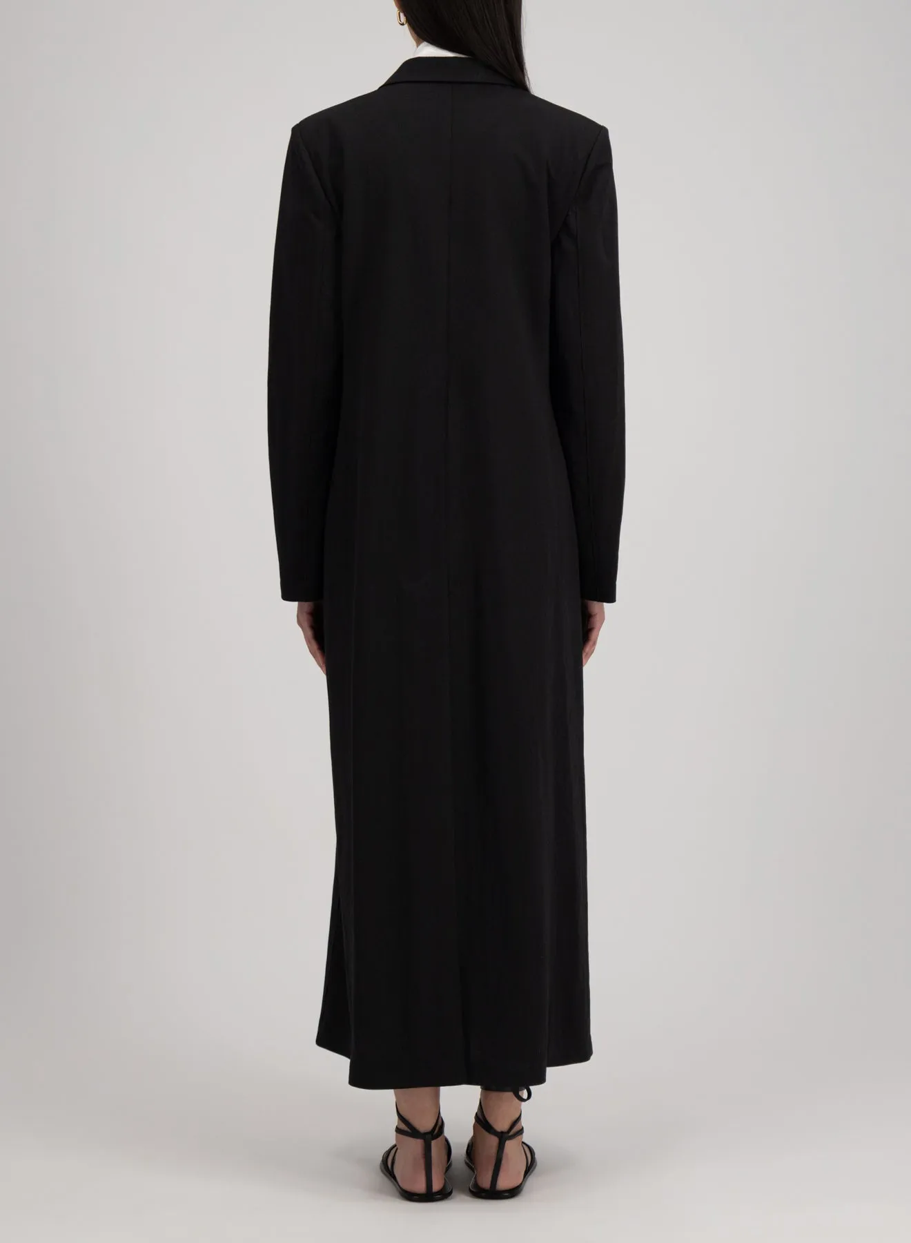 Long double breasted tailored coat rayon