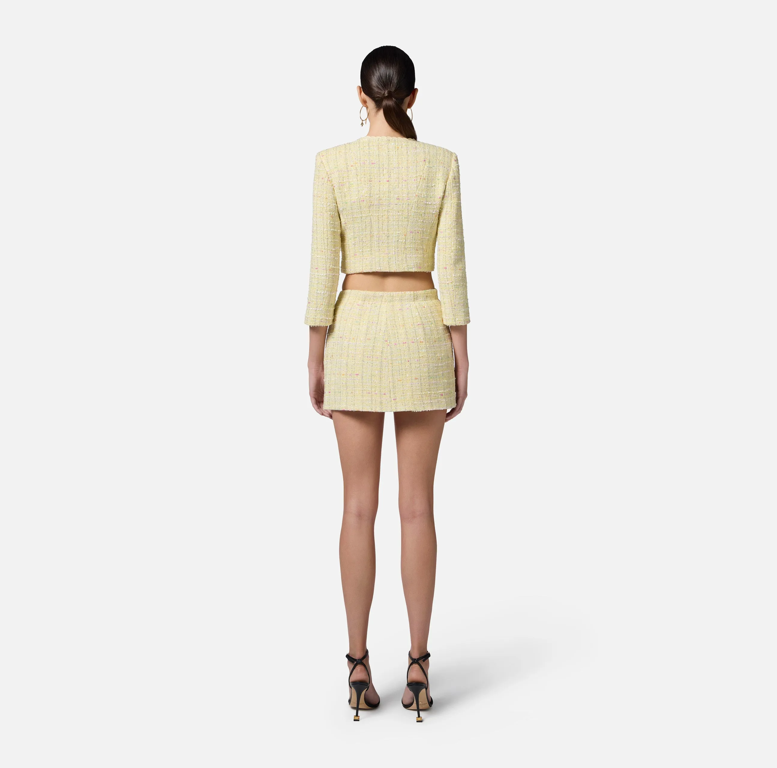 Lurex bouclé jacket with embroidered scallop