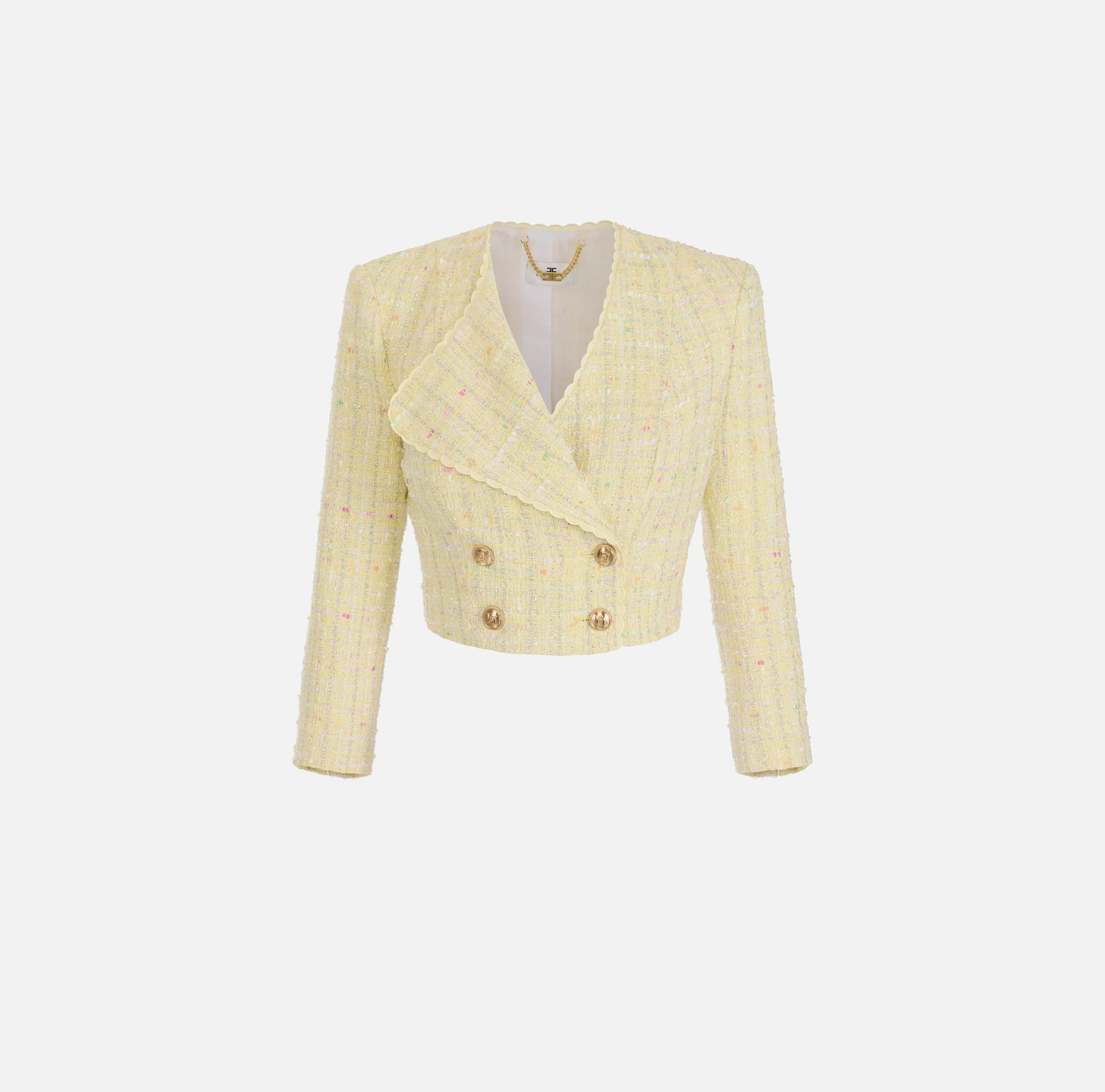 Lurex bouclé jacket with embroidered scallop