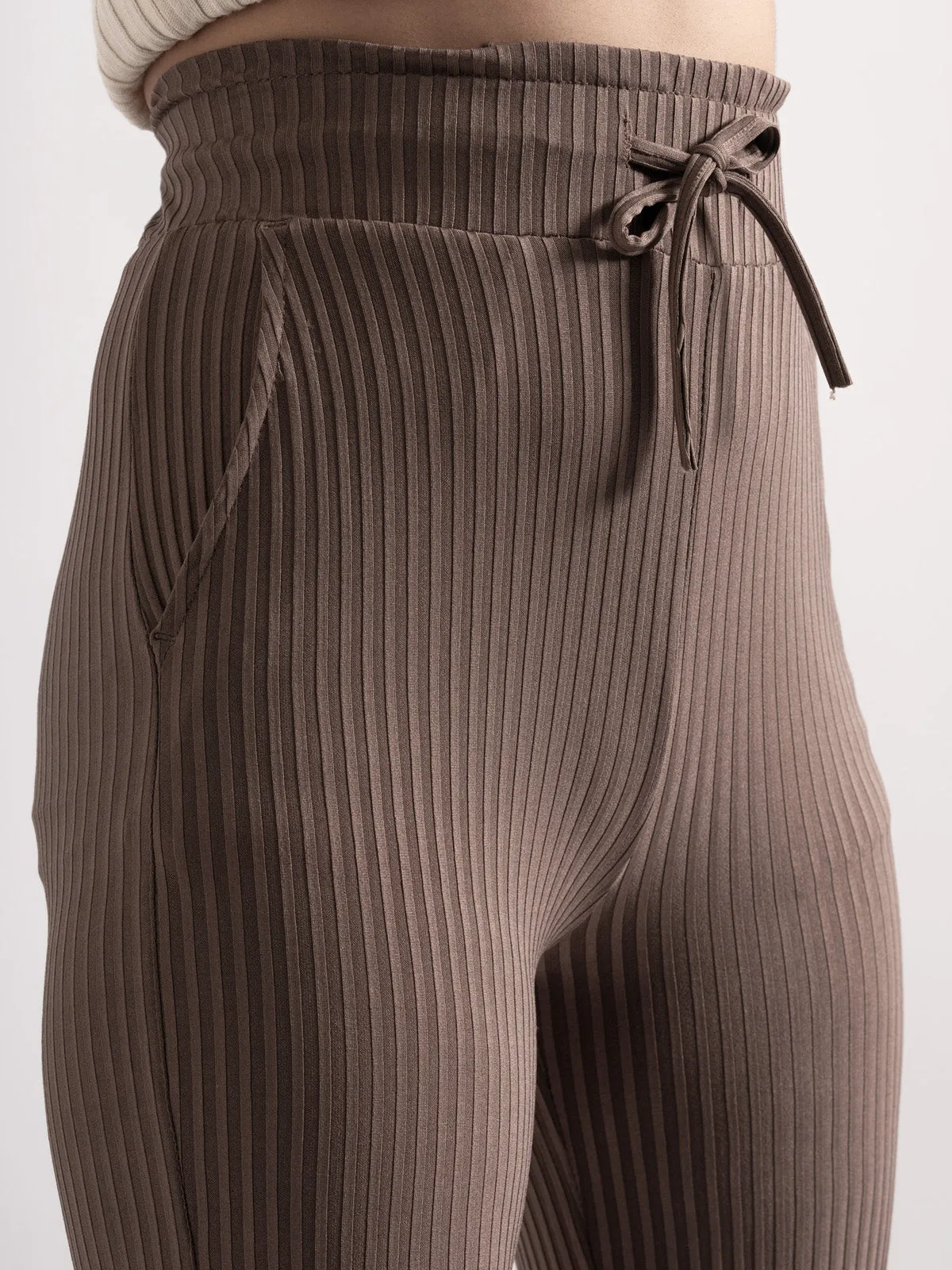 Luxe Coffee Lounge Ribbed Korean Trousers