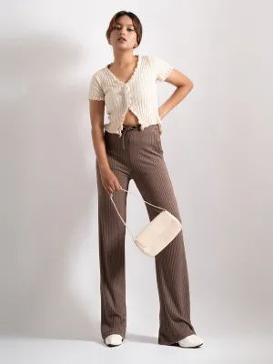 Luxe Coffee Lounge Ribbed Korean Trousers