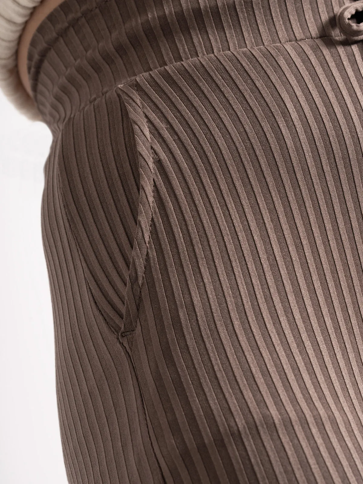 Luxe Coffee Lounge Ribbed Korean Trousers