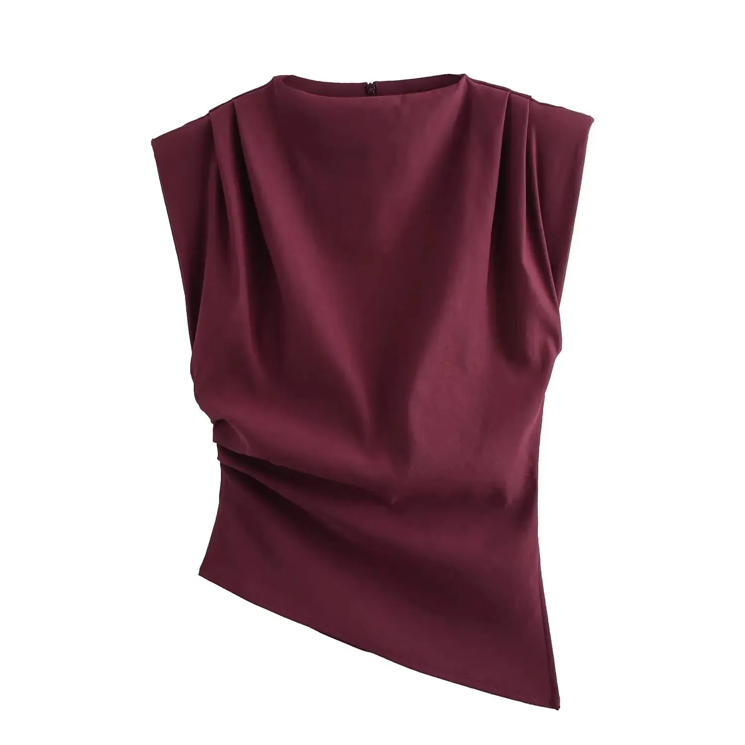 LVSANW New European and American fashion simple pleated decorative shoulderless top