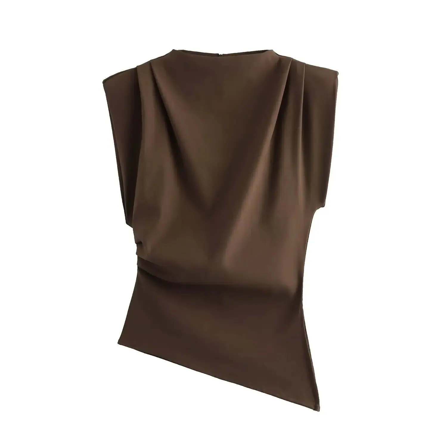 LVSANW New European and American fashion simple pleated decorative shoulderless top