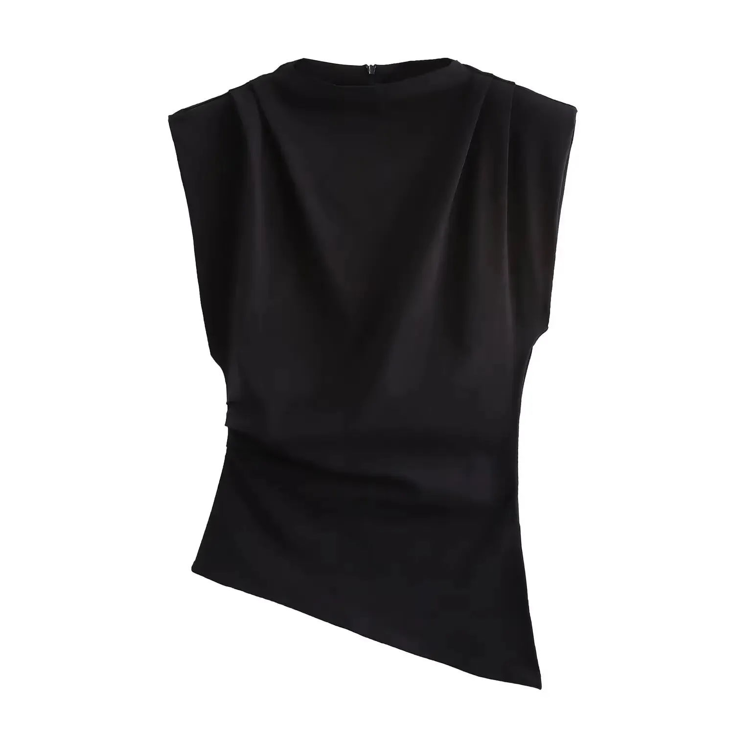 LVSANW New European and American fashion simple pleated decorative shoulderless top