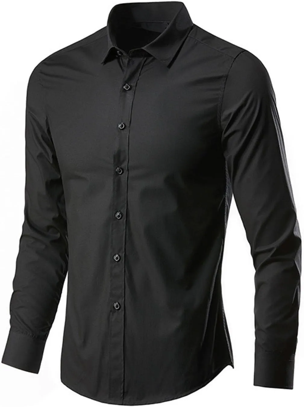 Men's Long Sleeve Button Down Shirts Solid Slim Fit Dress Shirt Casual Business Formal Shirts Wrinkle-Resistant Shirt