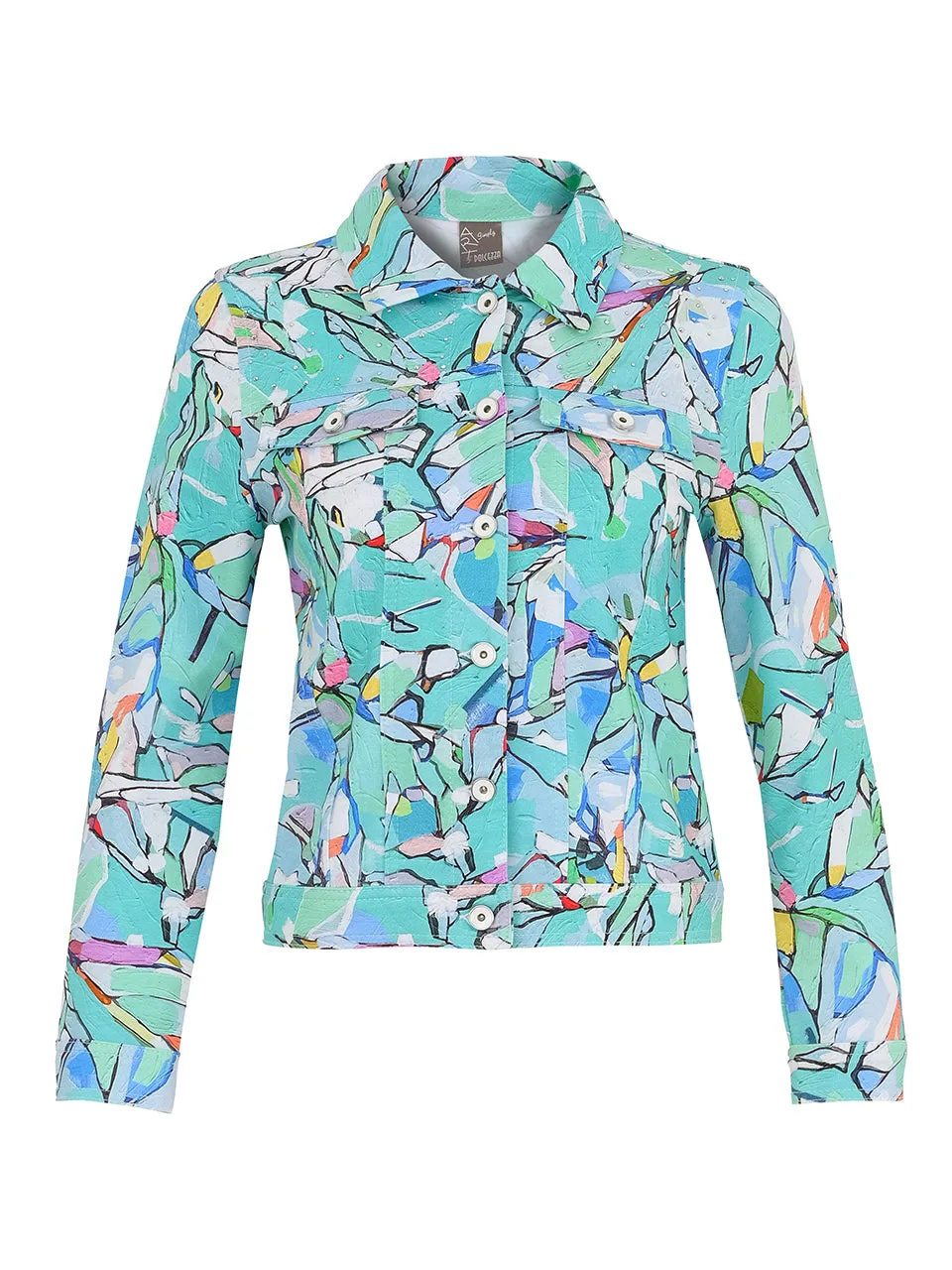 Multi Print Jacket with Buttons and Diamond Effect