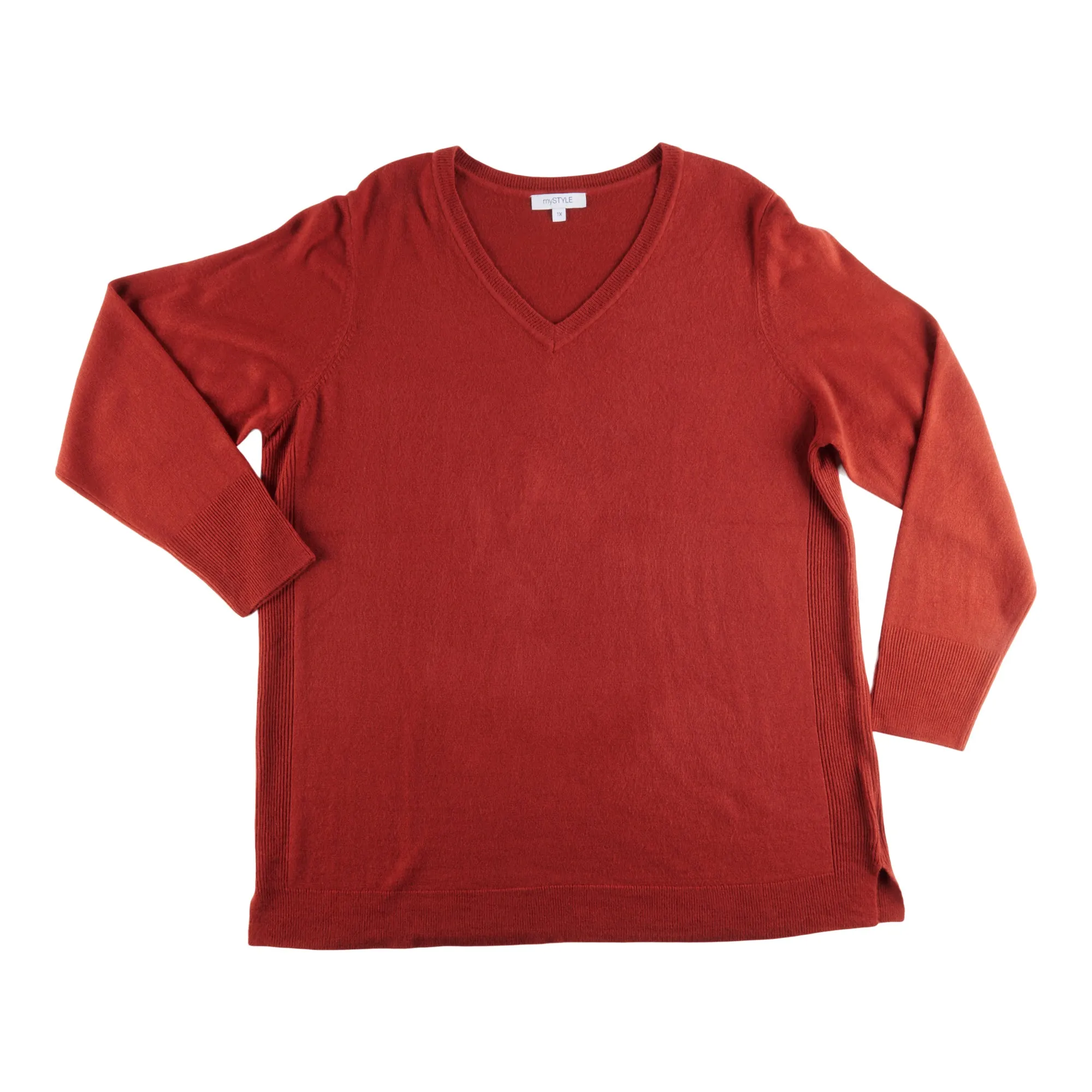 mySTYLE Women's Plus Seasonal Cashmere V-Neck Sweater