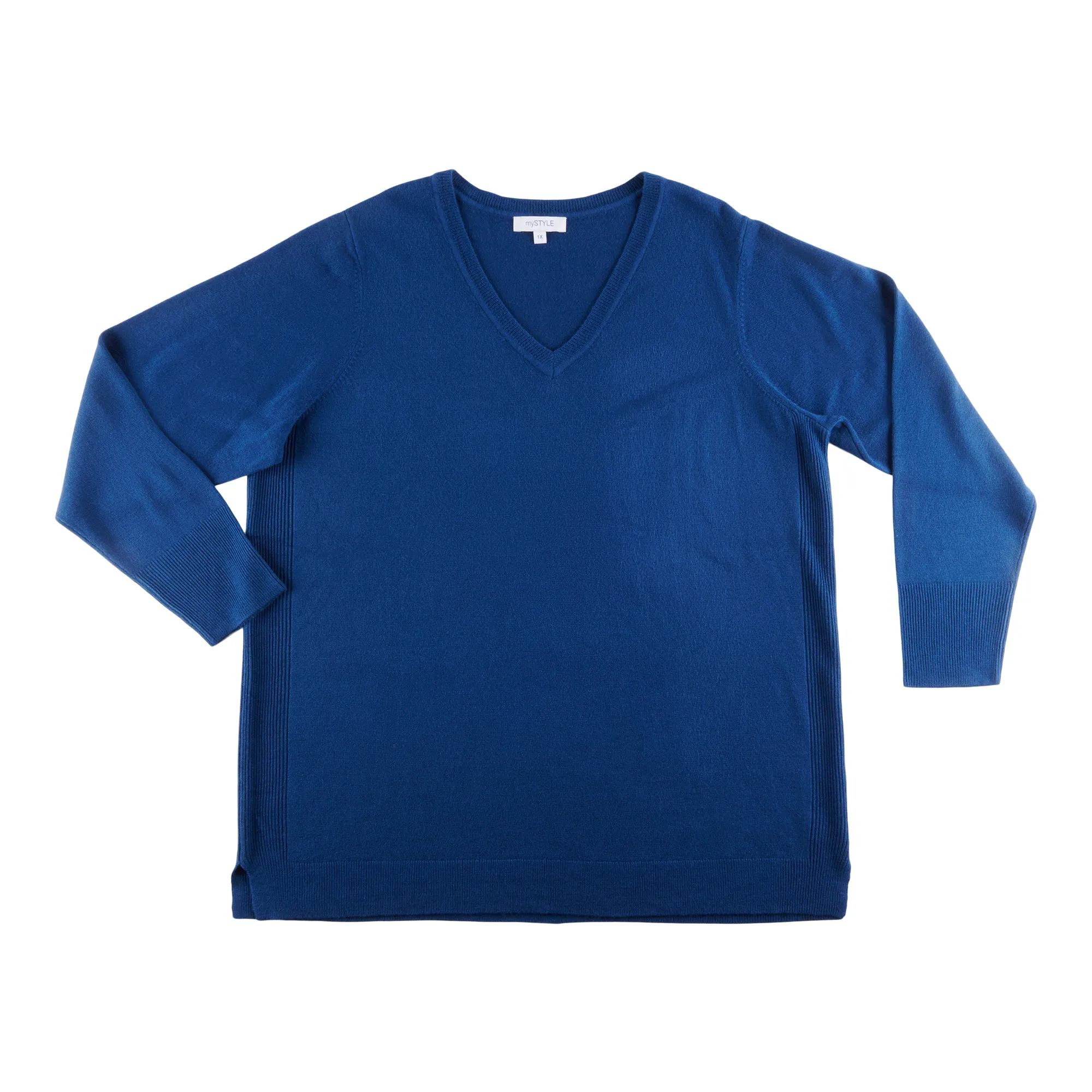 mySTYLE Women's Plus Seasonal Cashmere V-Neck Sweater