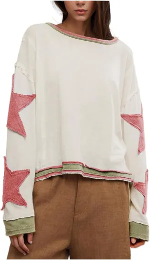 Oversized Fall Sweatshirts for Women Y2k Long Sleeve Drop Shoulder Crew Neck Shirts Loose Fit Vintage Sweater Jacket
