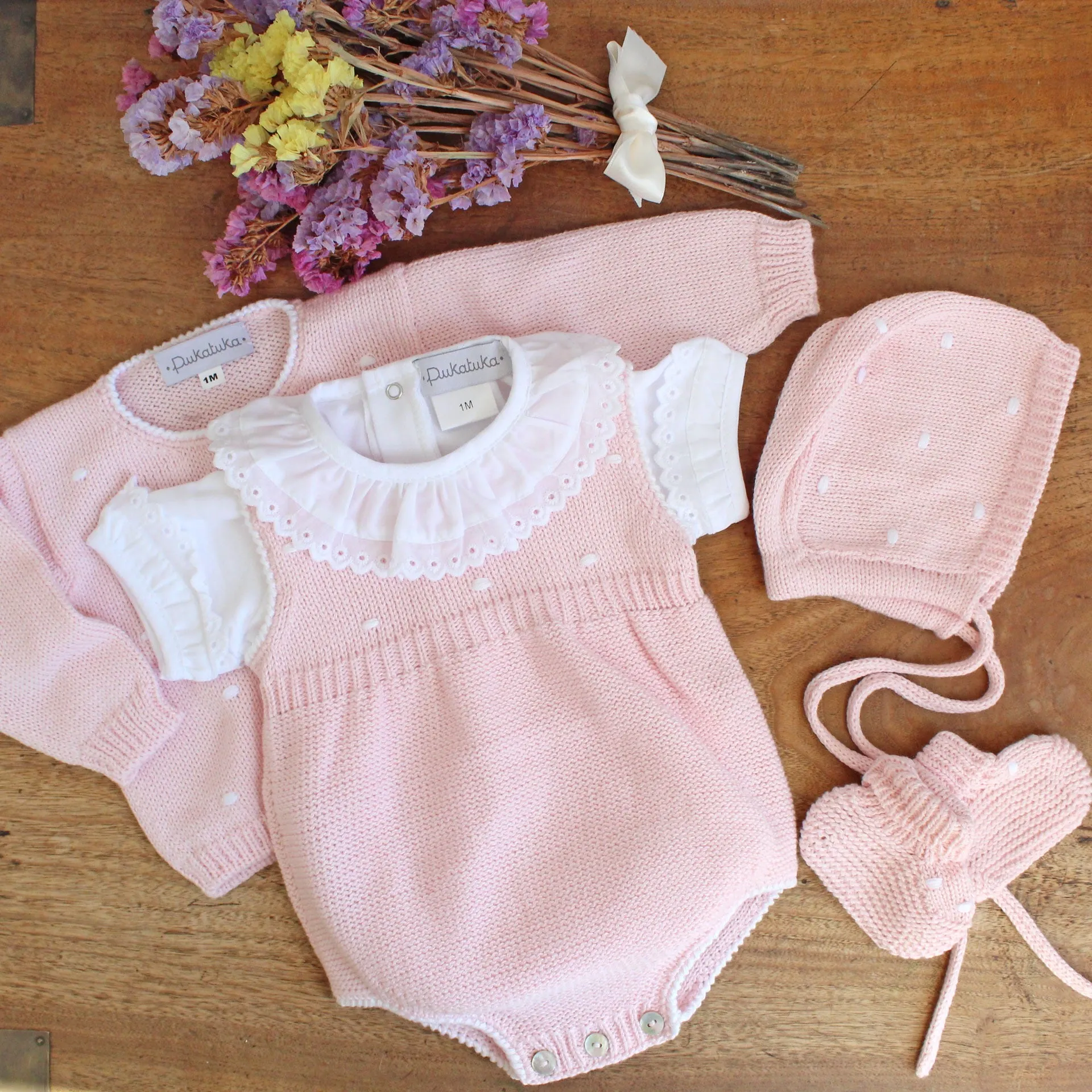 Pink Dot knit Booties