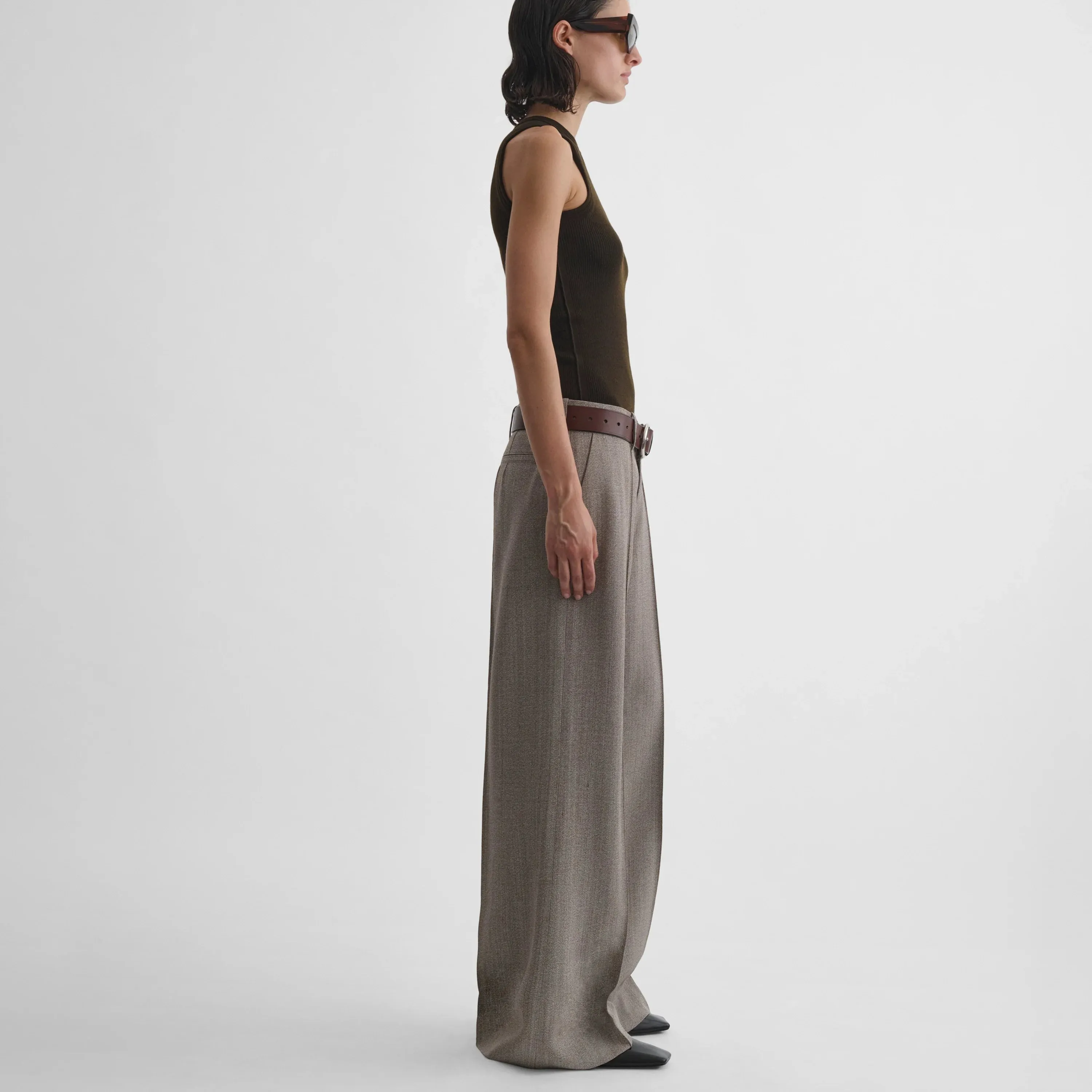 RELAXED TROUSERS | pebble melange viscose
