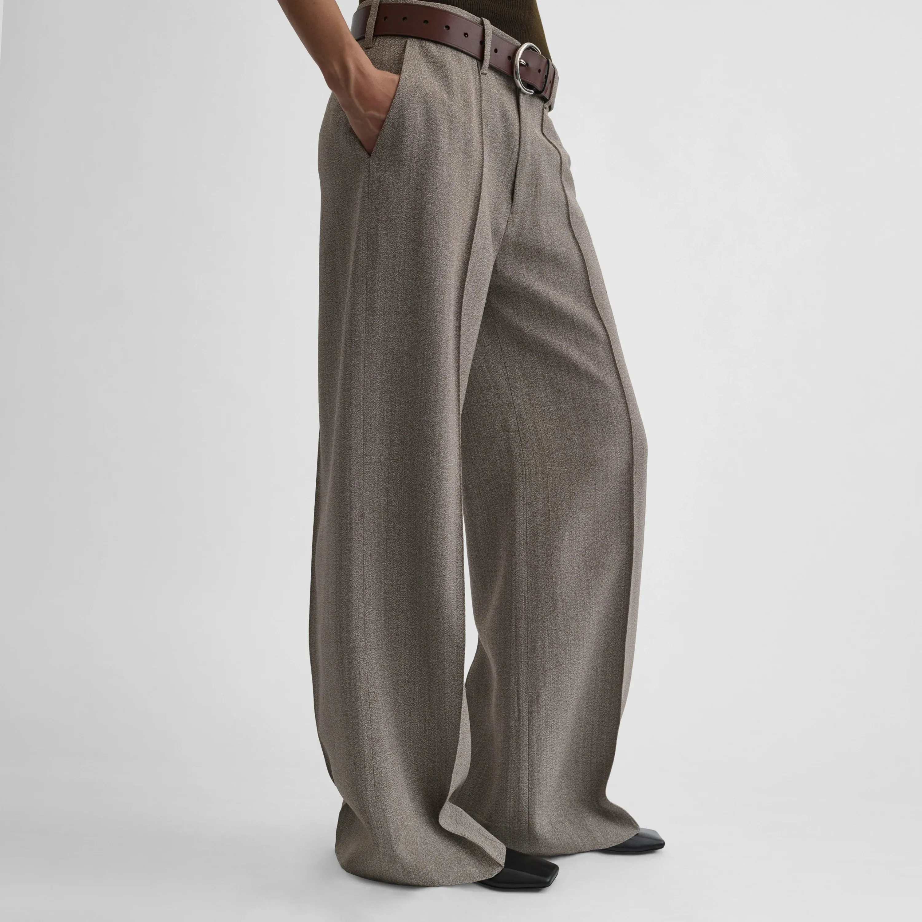 RELAXED TROUSERS | pebble melange viscose