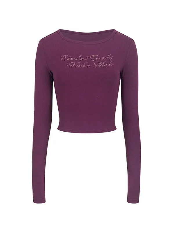 Rhinestone Tight Simple Slim Cutsew