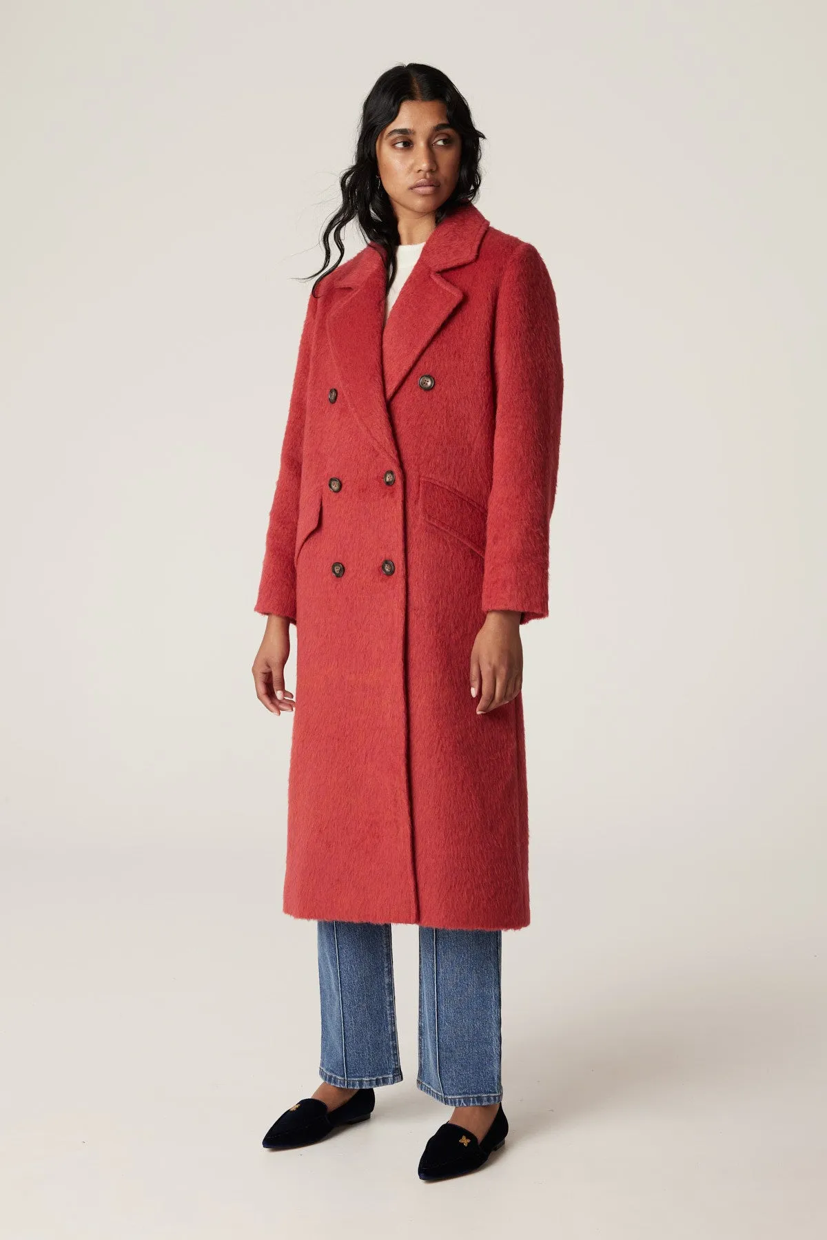 Sabine Double Breasted Coat - Red