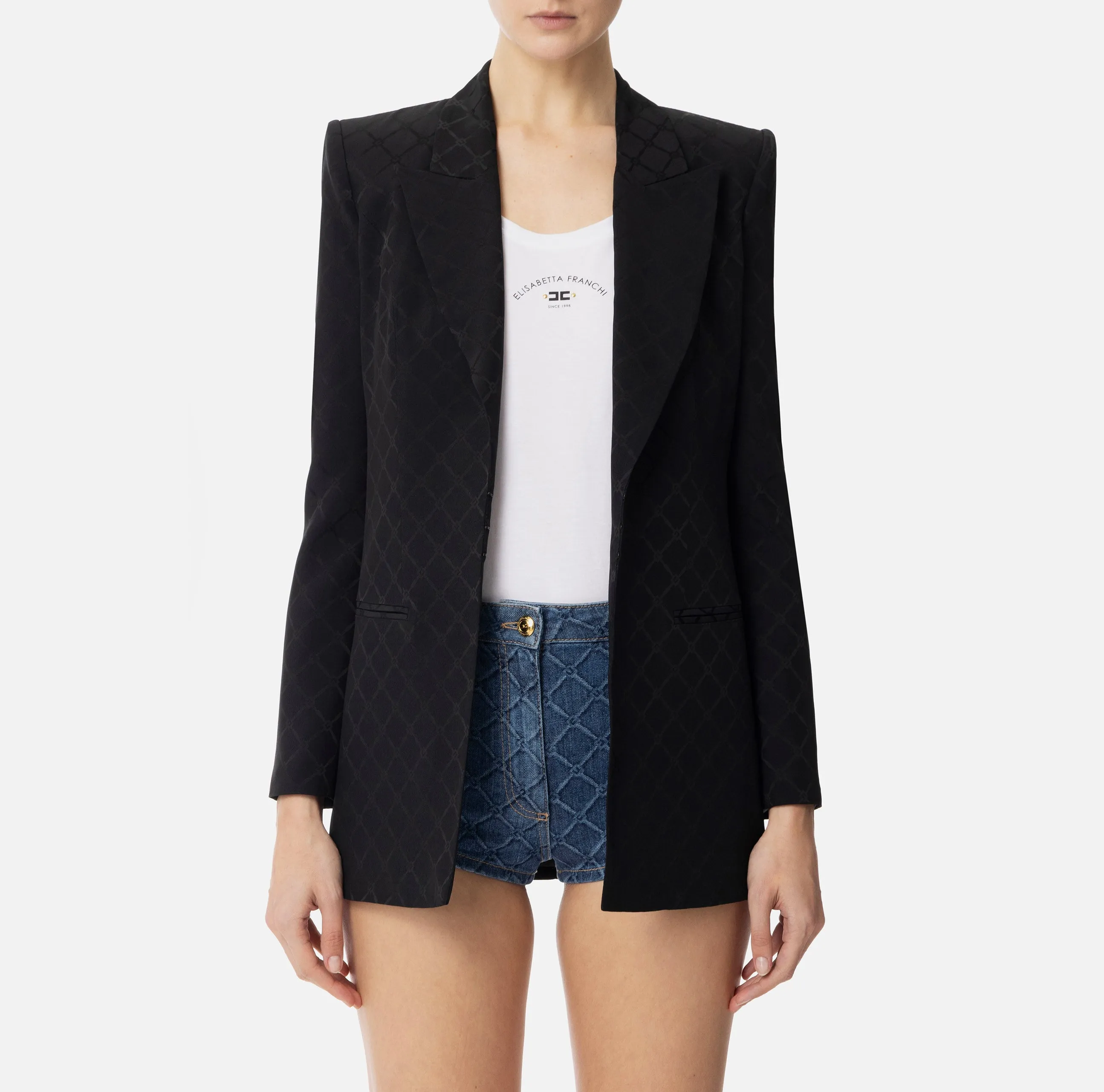 Satin jacket with jacquard diamond